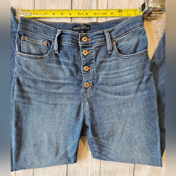 J. Crew Mercantile Size 28• High Rise 11.5" Skinny Button Fly Jeans Raw Step Hem - Picture 7 of 10